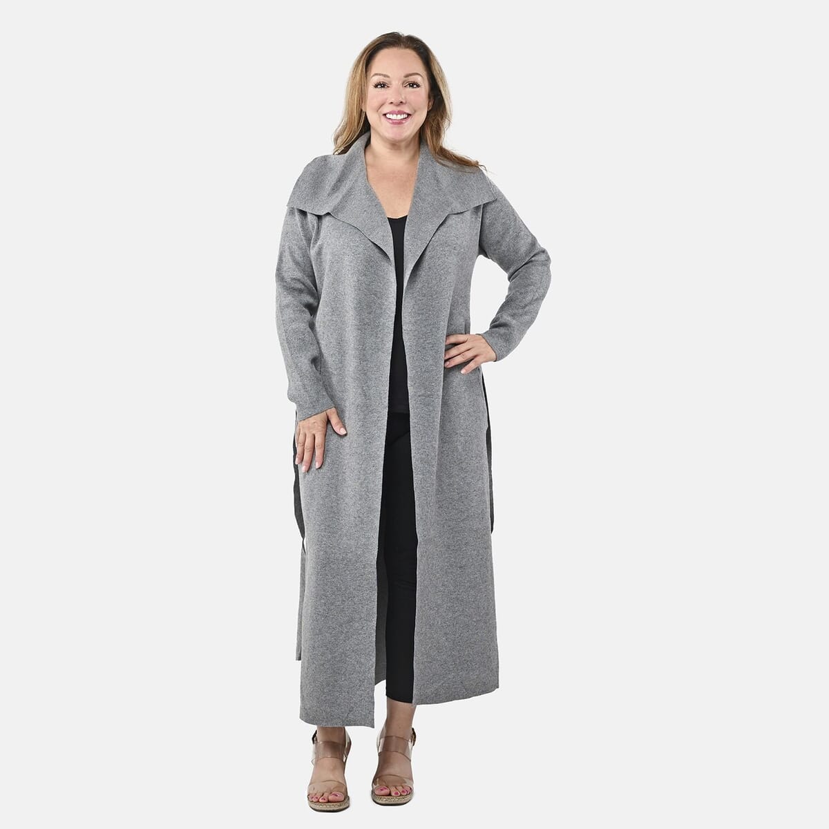 Badgley Mischka Trench Overcoat with Fabric Belt - Gray XL image number 0