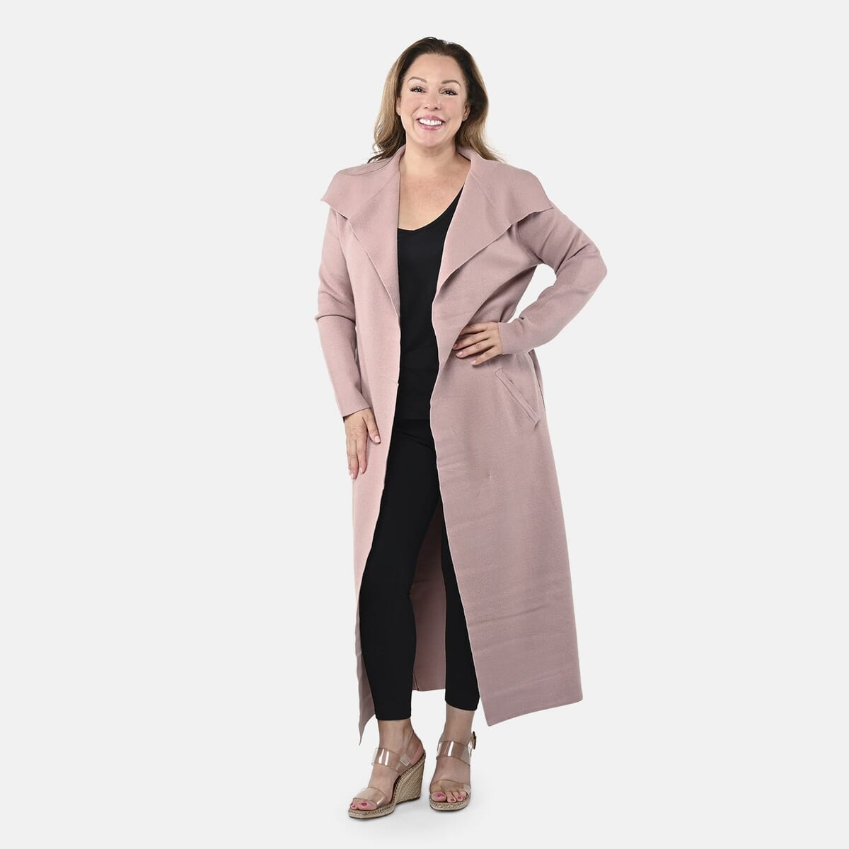 Badgley Mischka Trench Overcoat with Fabric Belt - Blush Pink XL image number 0