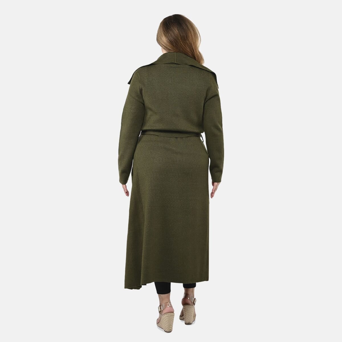 Badgley Mischka Trench Overcoat with Fabric Belt - Olive M image number 1