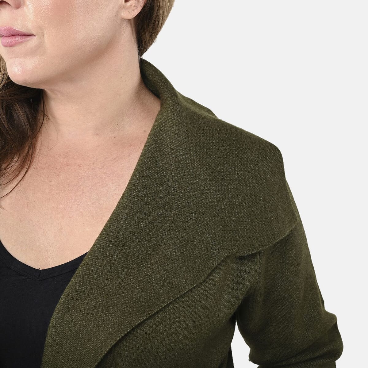 Badgley Mischka Trench Overcoat with Fabric Belt - Olive XL image number 4