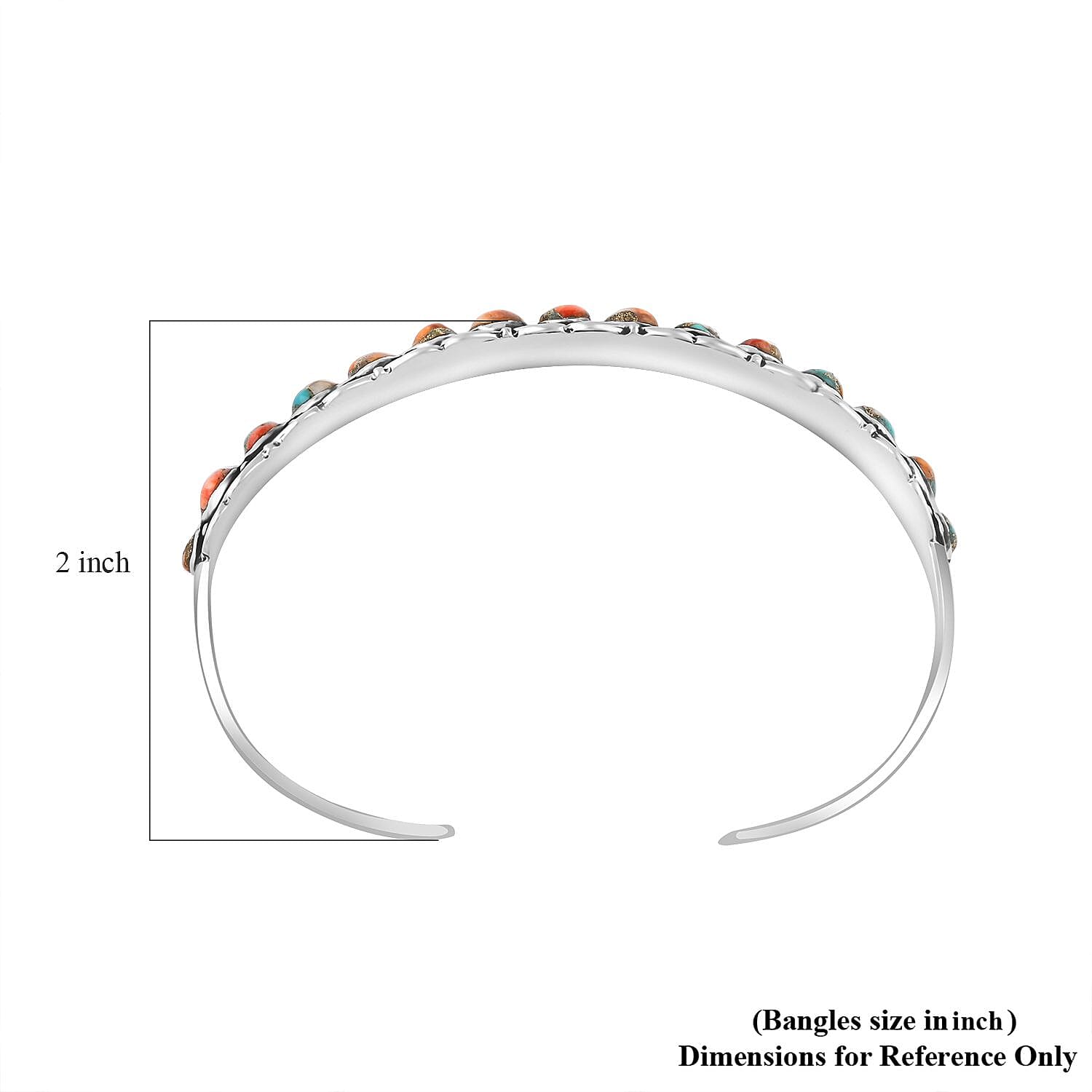Santa Fe Style Spiny Turquoise 10.75 ctw Cuff Bracelet in Sterling Silver (7.0 In)