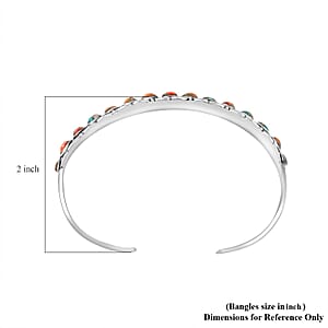 Santa Fe Style Spiny Turquoise 10.75 ctw Cuff Bracelet in Sterling Silver (7.0 In)