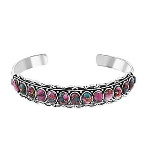 Santa Fe Style Rainbow Turquoise 10.75 ctw Cuff Bracelet in Sterling Silver (7.0 In)