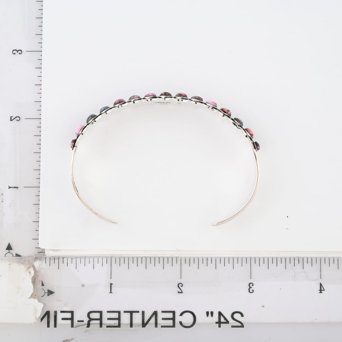 Santa Fe Style Rainbow Turquoise 10.75 ctw Cuff Bracelet in Sterling Silver (7.0 In) image number 3