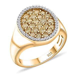 I3 Natural Yellow and White Diamond 1.00 ctw Ring in 14K Yellow Gold Over Sterling Silver (Size 6.0)