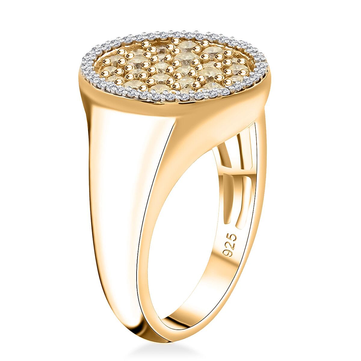 I3 Natural Yellow and White Diamond 1.00 ctw Ring in 14K Yellow Gold Over Sterling Silver (Size 6.0) image number 3