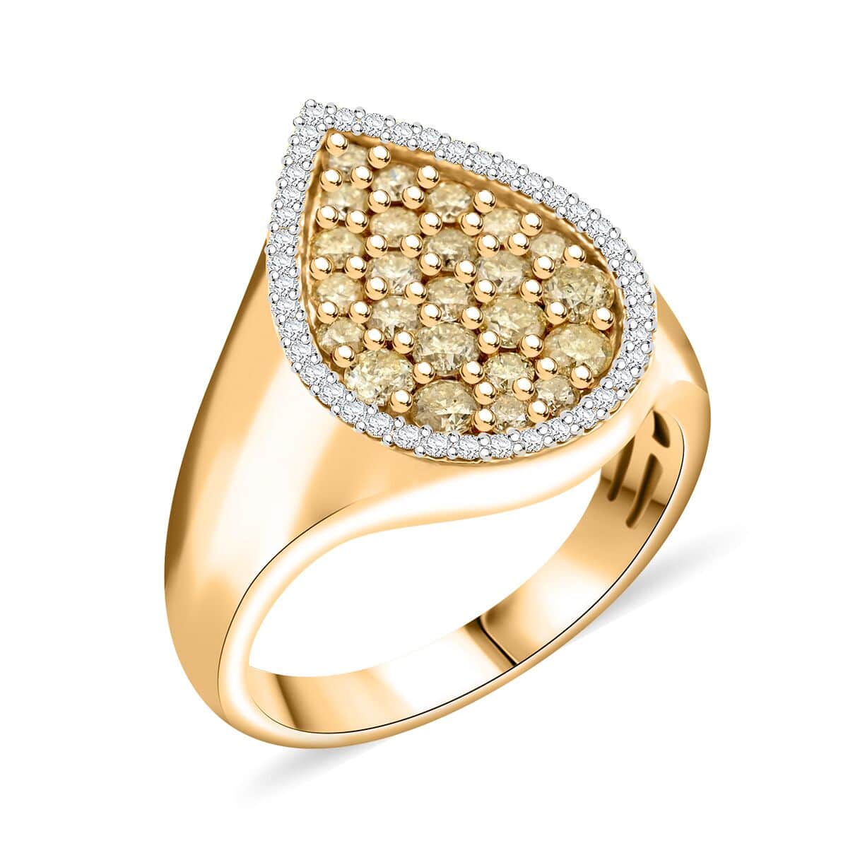 I3 Natural Yellow and White Diamond 1.00 ctw Ring in 14K Yellow Gold Over Sterling Silver (Size 10.0) image number 0