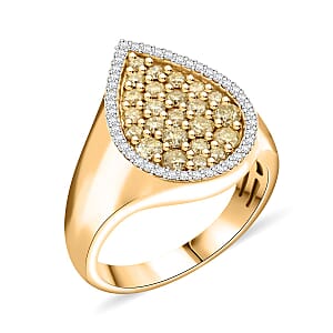 I3 Natural Yellow and White Diamond 1.00 ctw Ring in 14K Yellow Gold Over Sterling Silver (Size 6.0)