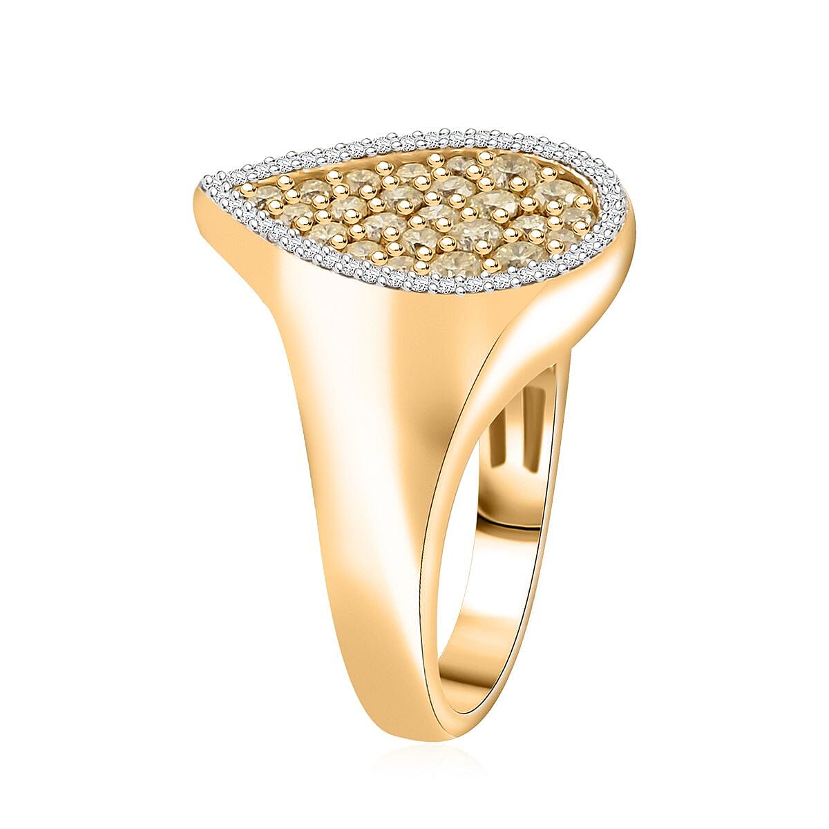 I3 Natural Yellow and White Diamond 1.00 ctw Ring in 14K Yellow Gold Over Sterling Silver (Size 6.0) image number 3