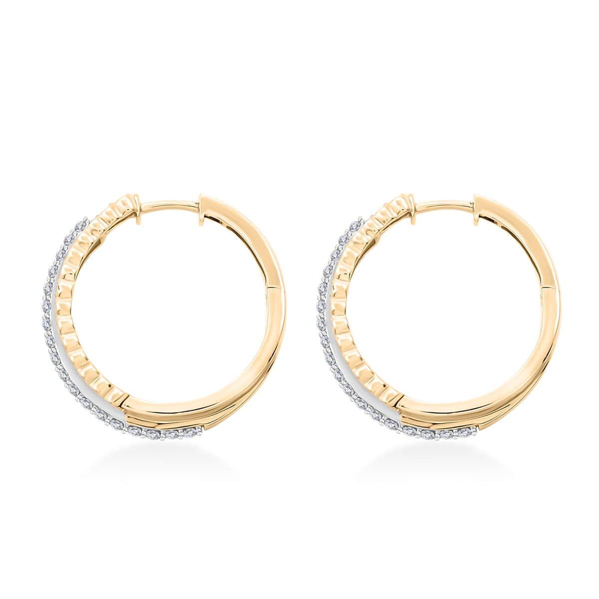 10K Yellow Gold Diamond (I2-I3) Hoop Earrings (4.79 g) 1.50 ctw image number 3