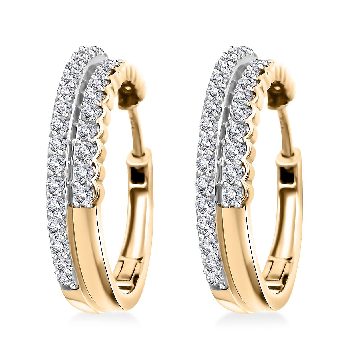 10K Yellow Gold Diamond (I2-I3) Hoop Earrings (4.79 g) 1.50 ctw