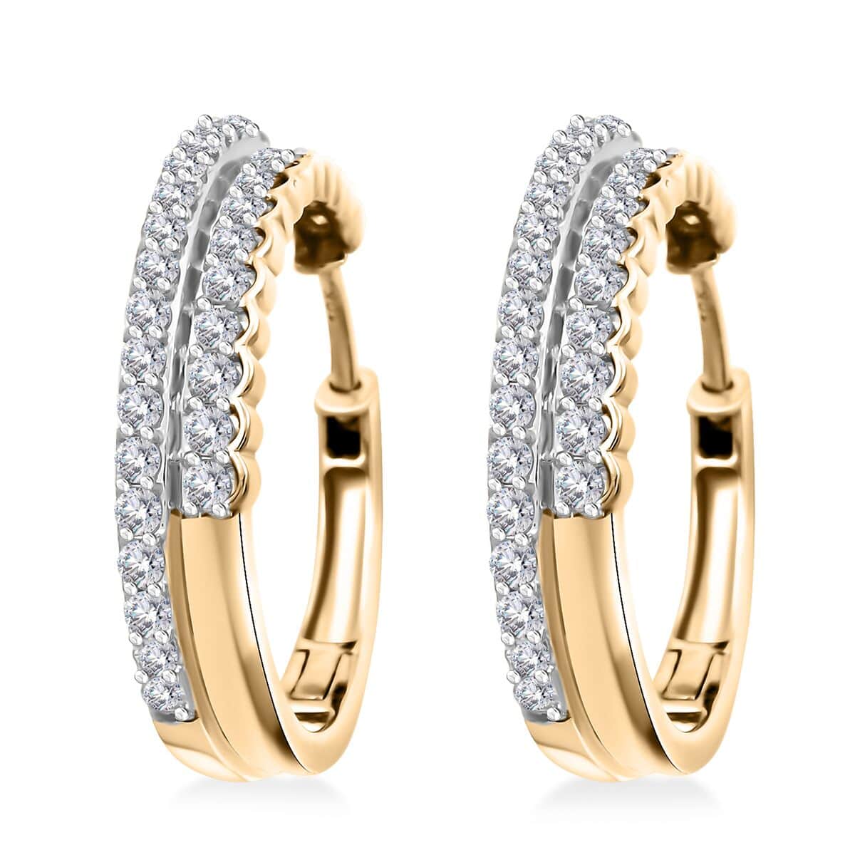 10K Yellow Gold Diamond (I2-I3) Hoop Earrings (4.79 g) 1.50 ctw image number 4