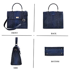 The Grand Pelle Navy Color 100% Genuine Python Leather Tote Bag