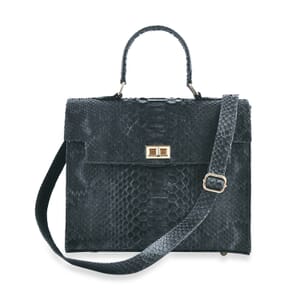 The Grand Pelle Black Color 100% Genuine Python Leather Tote Bag