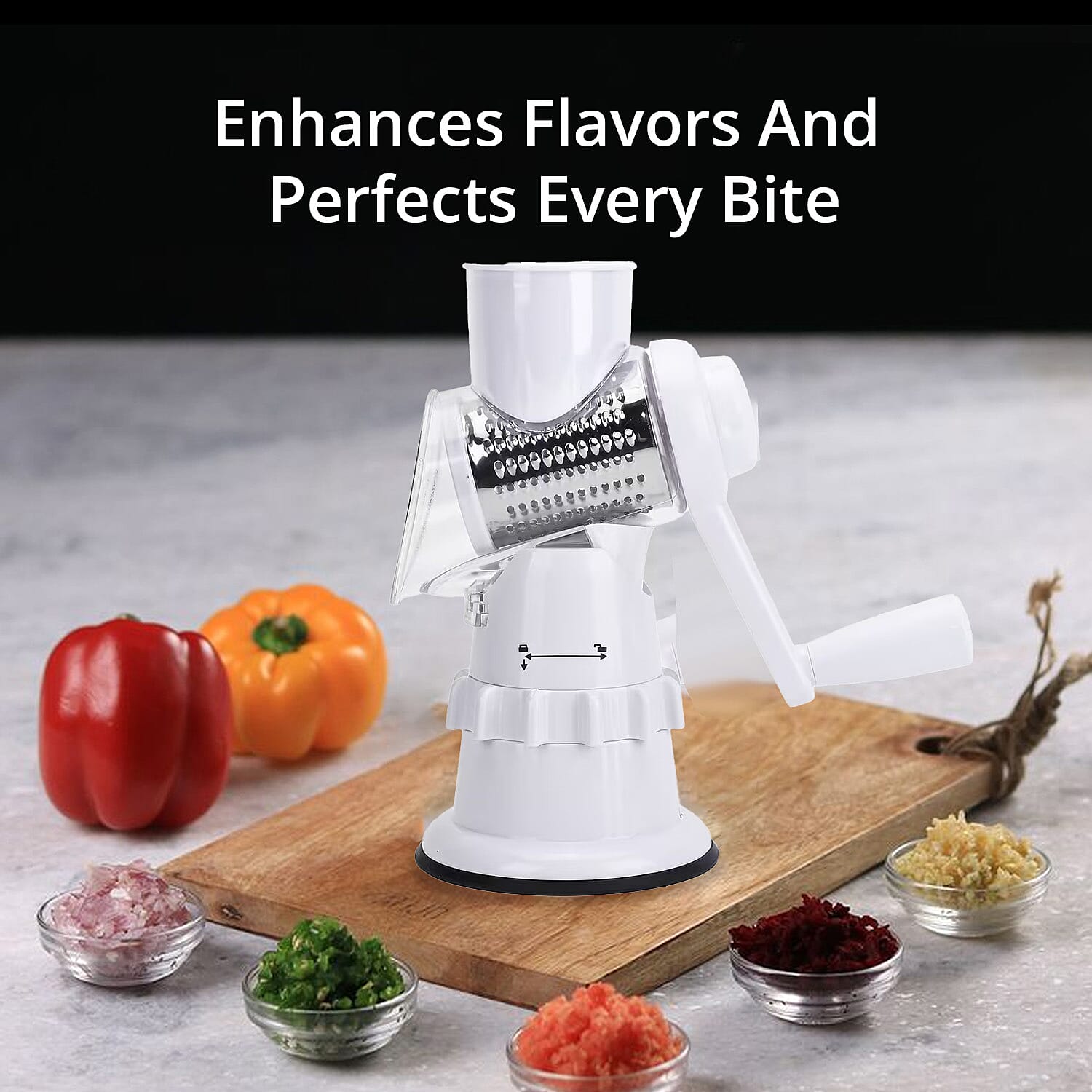3-in-1 Safe and Convenient Vegetable Chopper with 3 Drum Blades - White