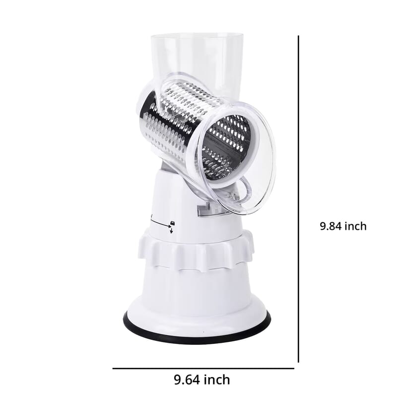 3-in-1 Safe and Convenient Vegetable Chopper with 3 Drum Blades - White