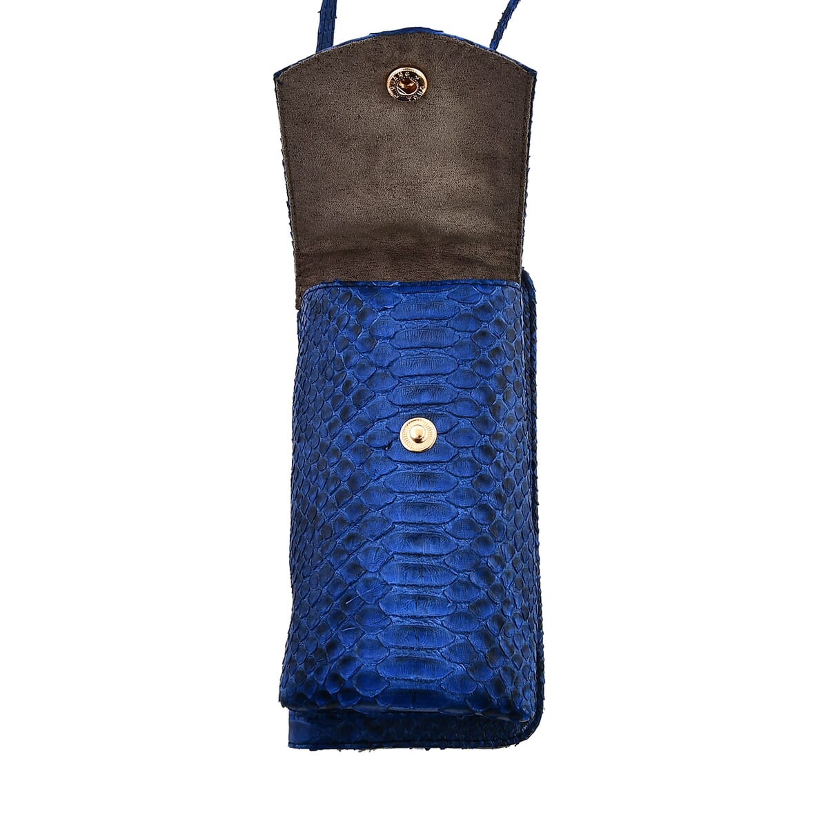 The Grand Pelle Handcrafted Genuine Python Leather Navy Color Crossbody Wallet image number 6