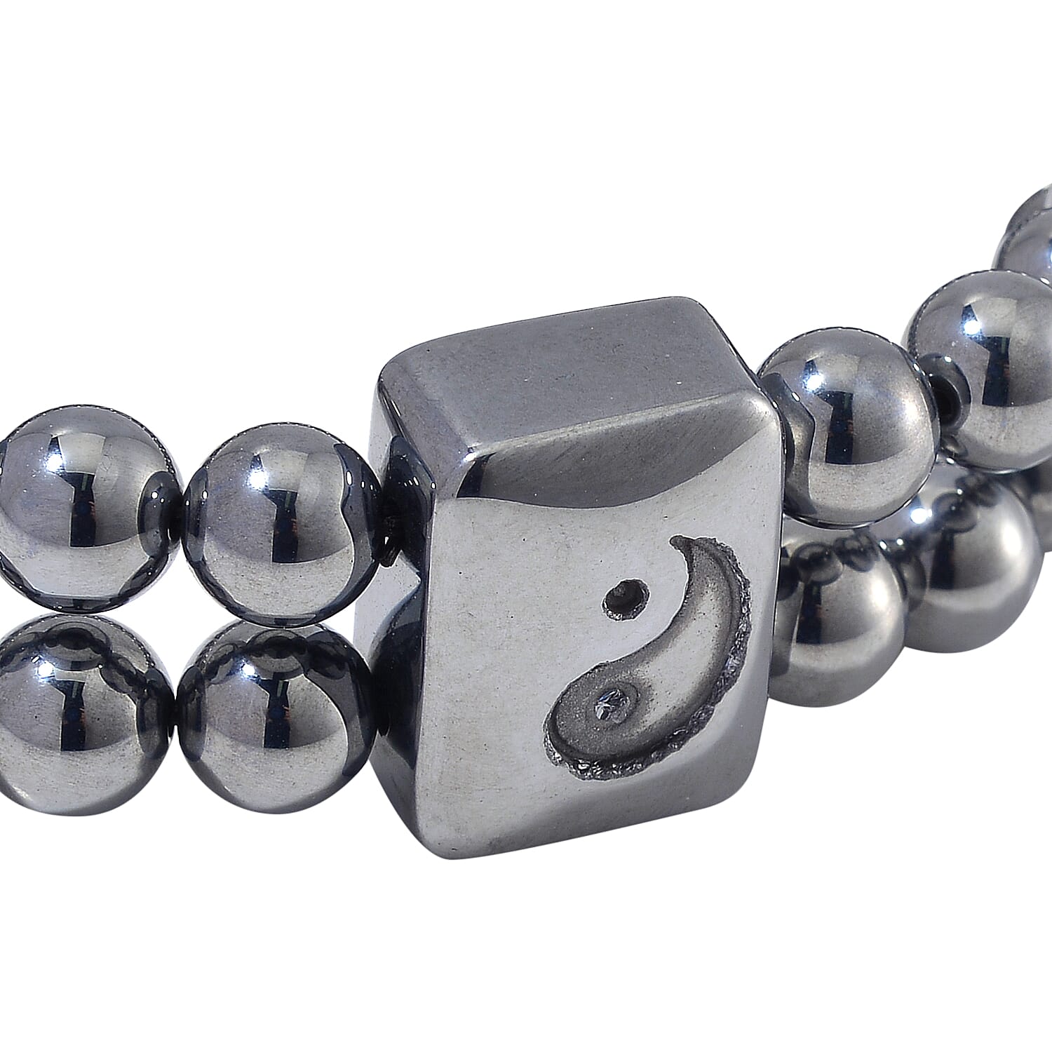 Terahertz 200.00 ctw Carved and Beaded Stretch Men's Bracelet (8-8.5In)