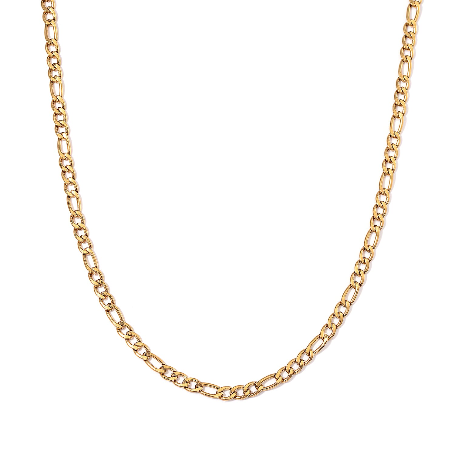 6mm Figaro Chain Necklace in ION Plated YG Stainless Steel 24 Inches