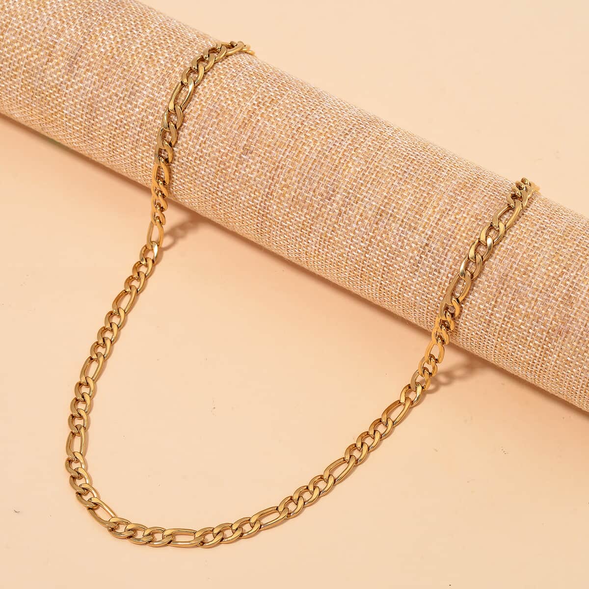 6mm Figaro Chain Necklace in ION Plated YG Stainless Steel 24 Inches image number 1