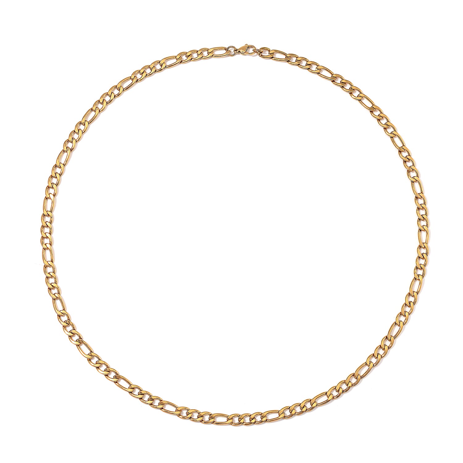 6mm Figaro Chain Necklace in ION Plated YG Stainless Steel 24 Inches