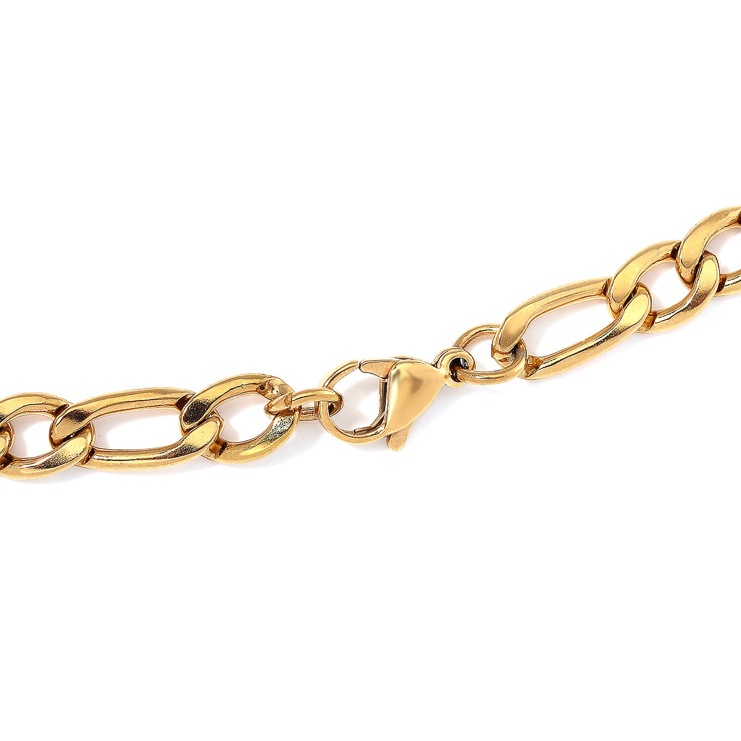 6mm Figaro Chain Necklace in ION Plated YG Stainless Steel 24 Inches