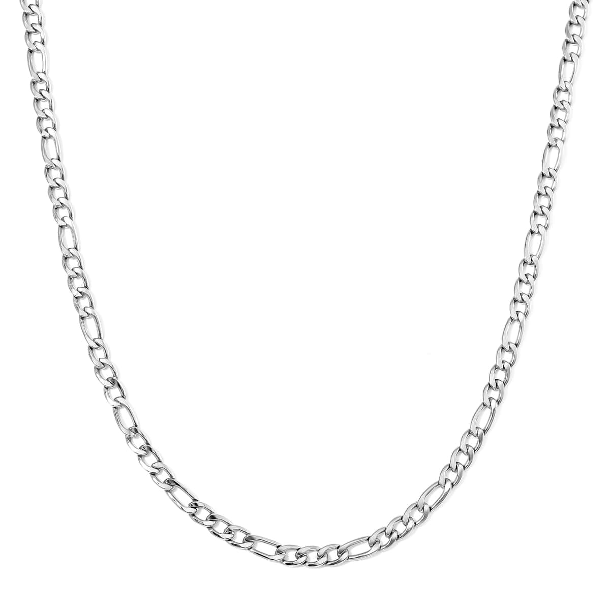 6mm Figaro Chain Necklace in Stainless Steel 20 Inches image number 0