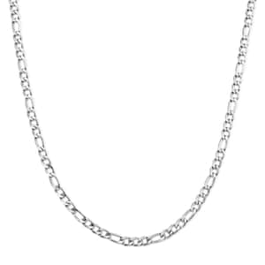 6mm Figaro Chain Necklace in Stainless Steel 20 Inches