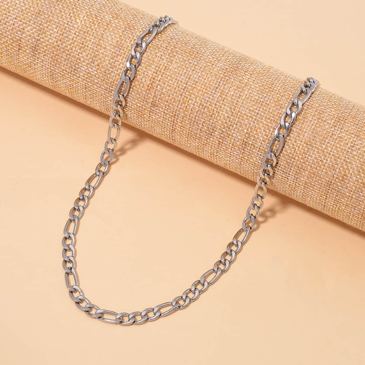 6mm Figaro Chain Necklace in Stainless Steel 20 Inches image number 1