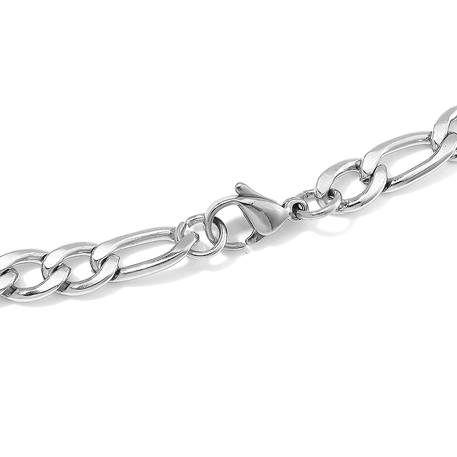 6mm Figaro Chain Necklace in Stainless Steel 20 Inches