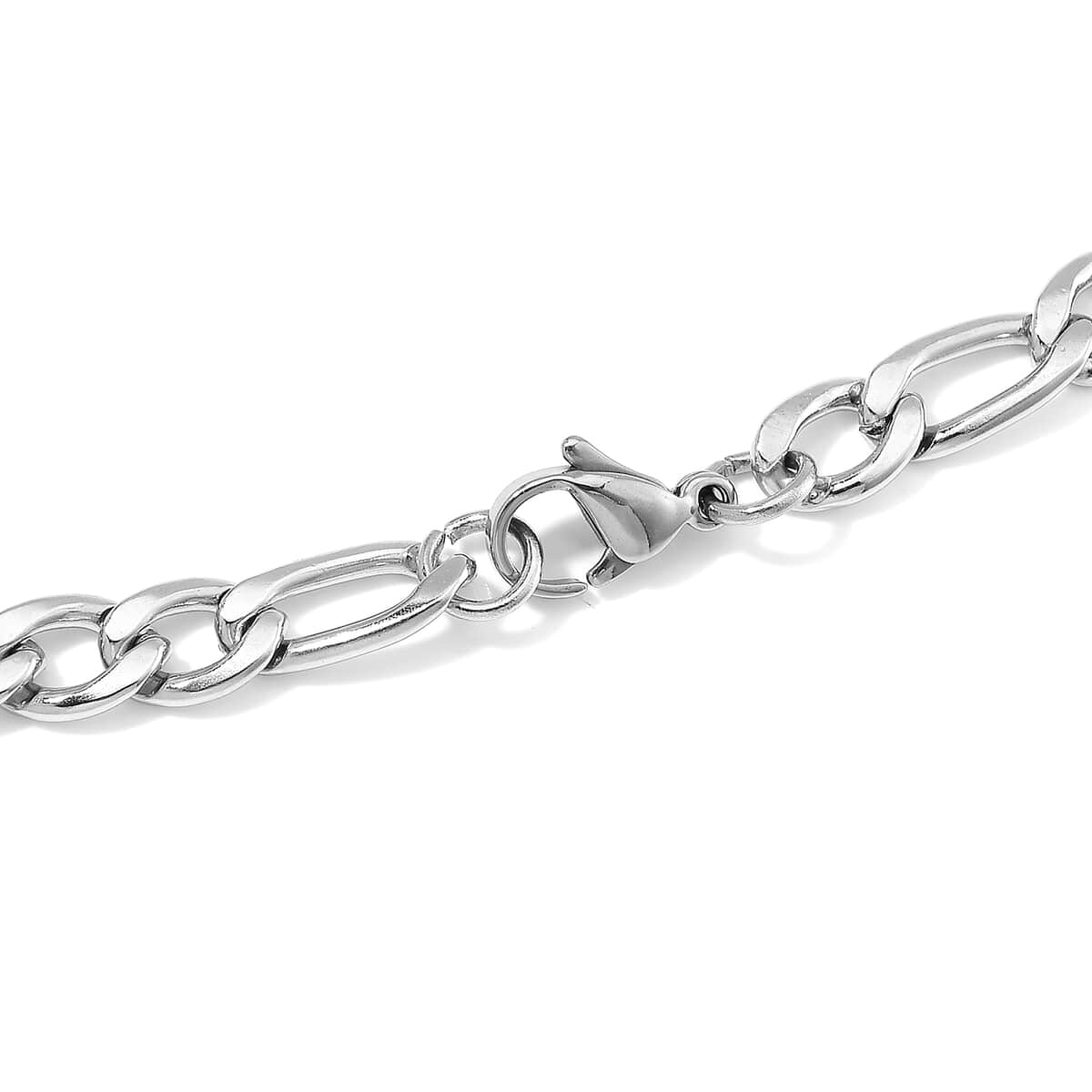 6mm Figaro Chain Necklace in Stainless Steel 20 Inches image number 3