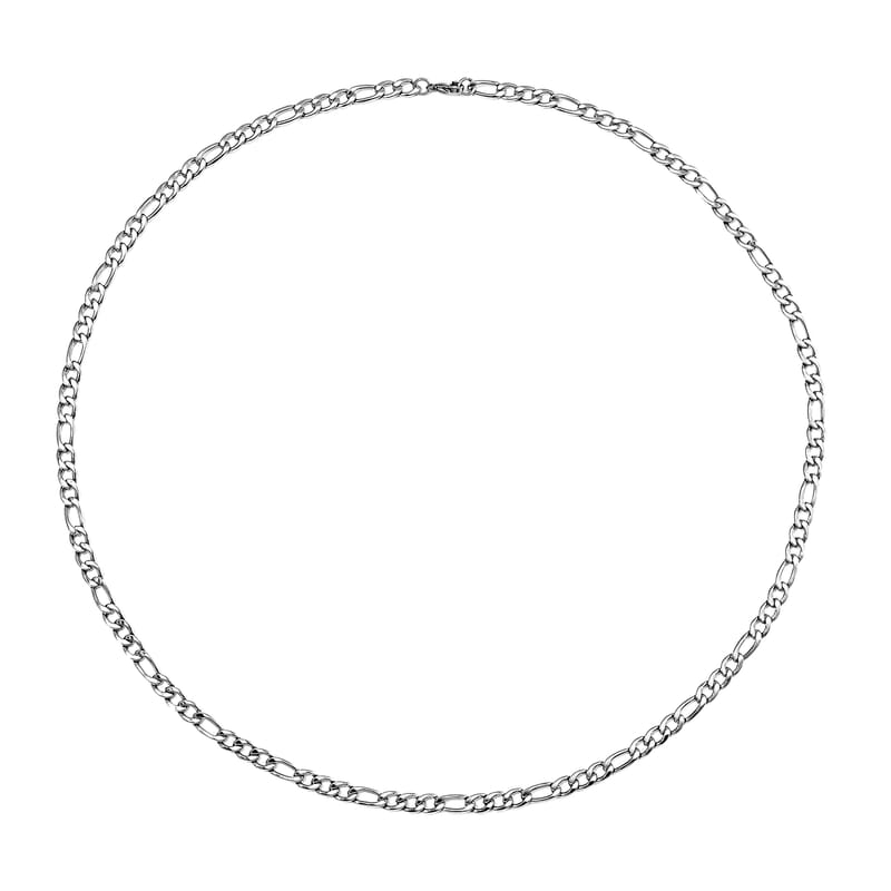 6mm Figaro Chain Necklace in Stainless Steel 28 Inches