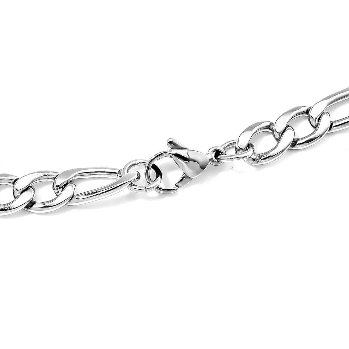 6mm Figaro Chain Necklace in Stainless Steel 28 Inches image number 3