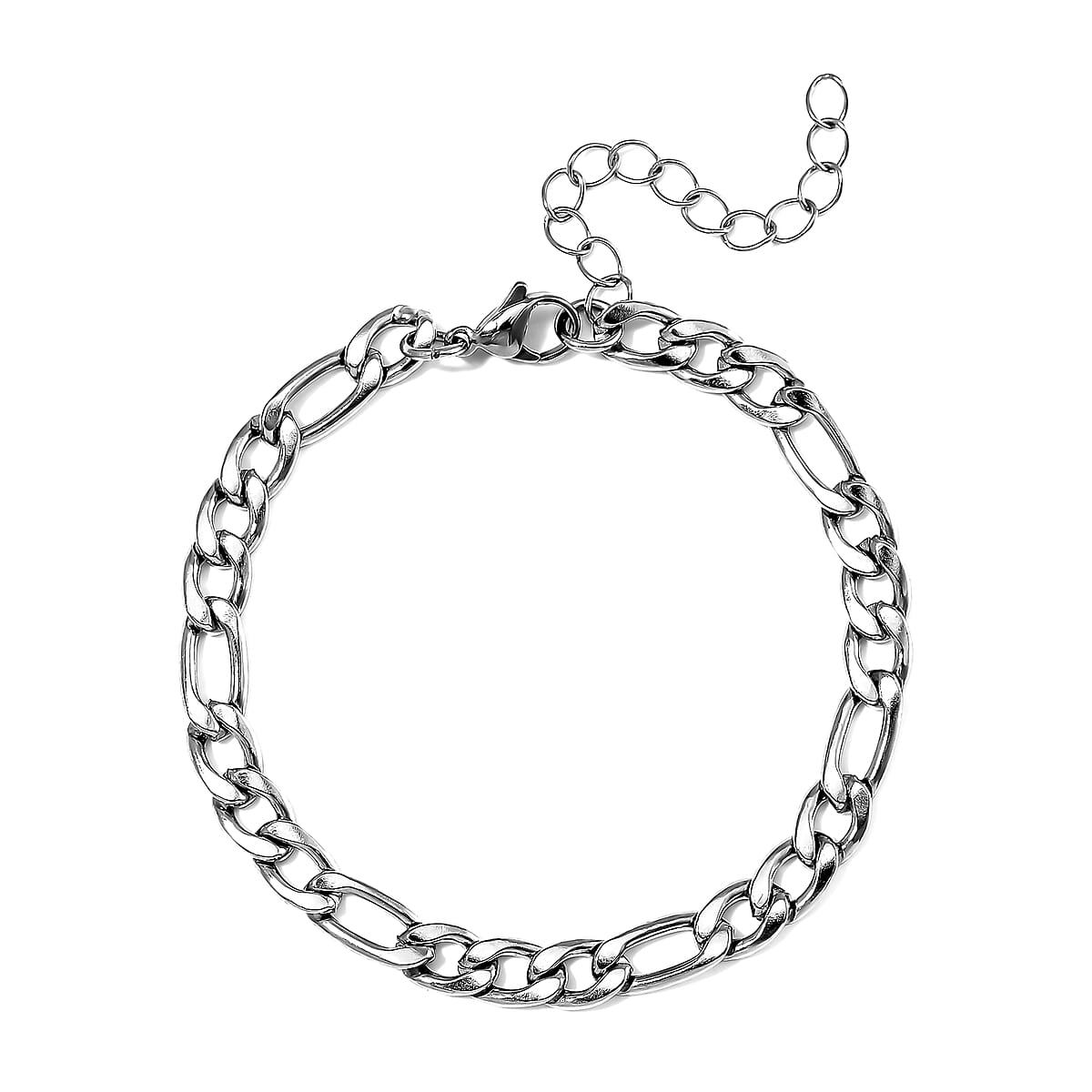 Figaro Chain Bracelet in Stainless Steel (7.00-9.00In) image number 0
