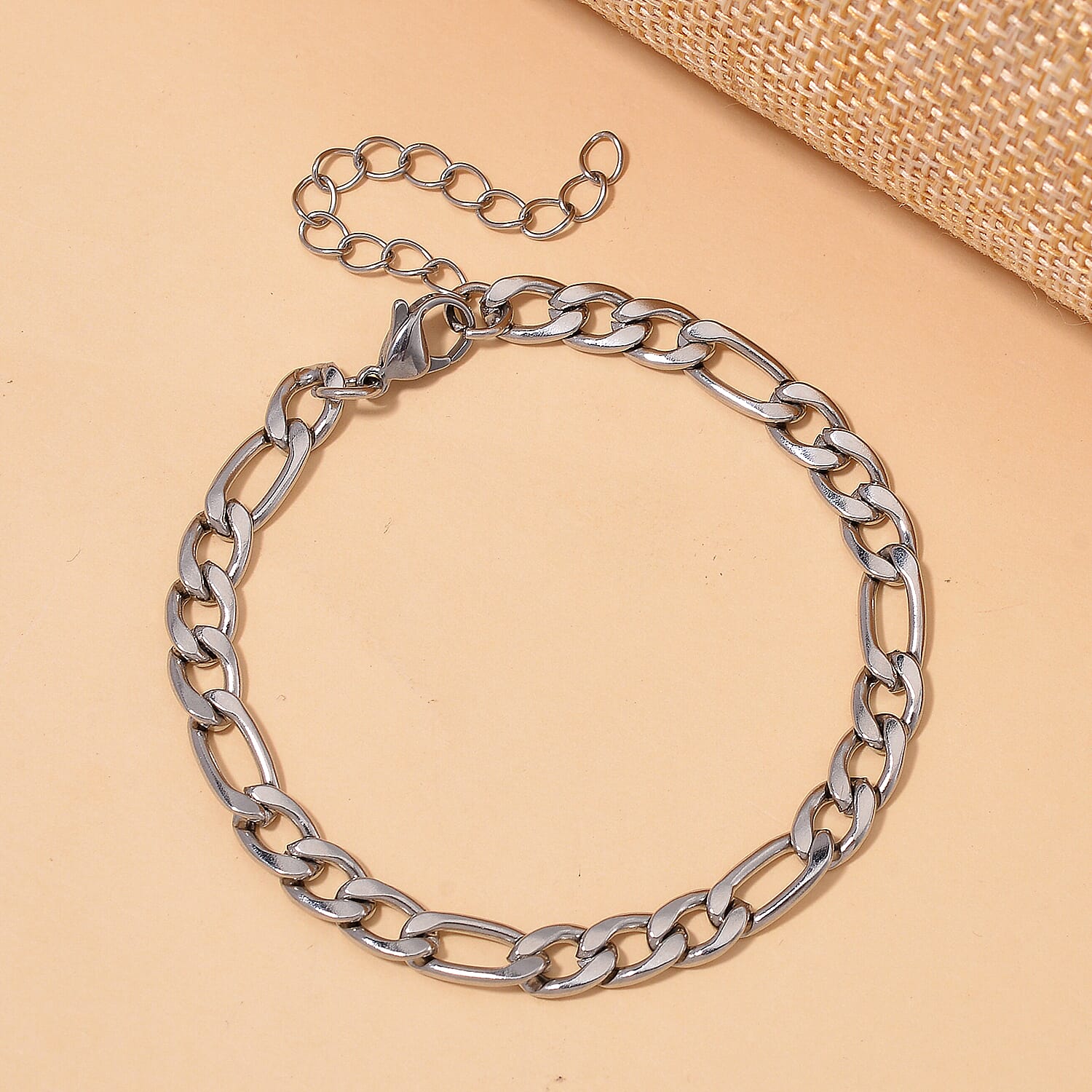 Figaro Chain Bracelet in Stainless Steel (7.00-9.00In)