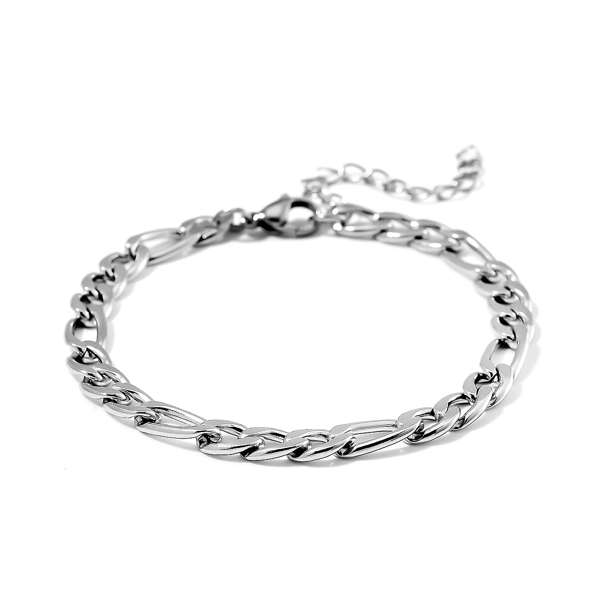 Figaro Chain Bracelet in Stainless Steel (7.00-9.00In) image number 2