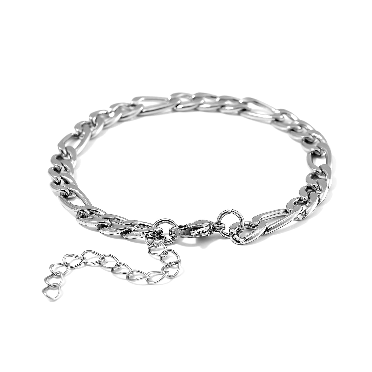 Figaro Chain Bracelet in Stainless Steel (7.00-9.00In)