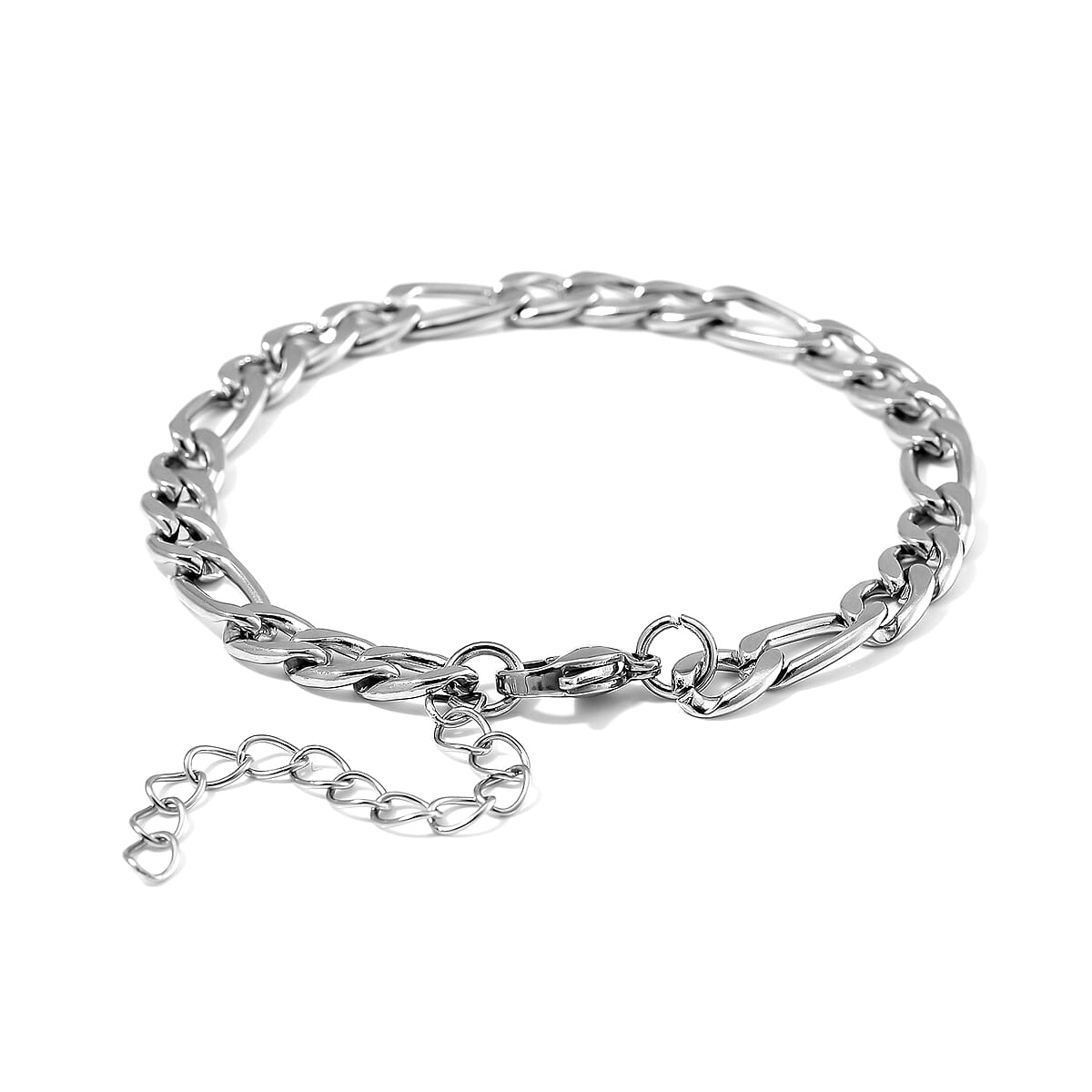 Figaro Chain Bracelet in Stainless Steel (7.00-9.00In) image number 3