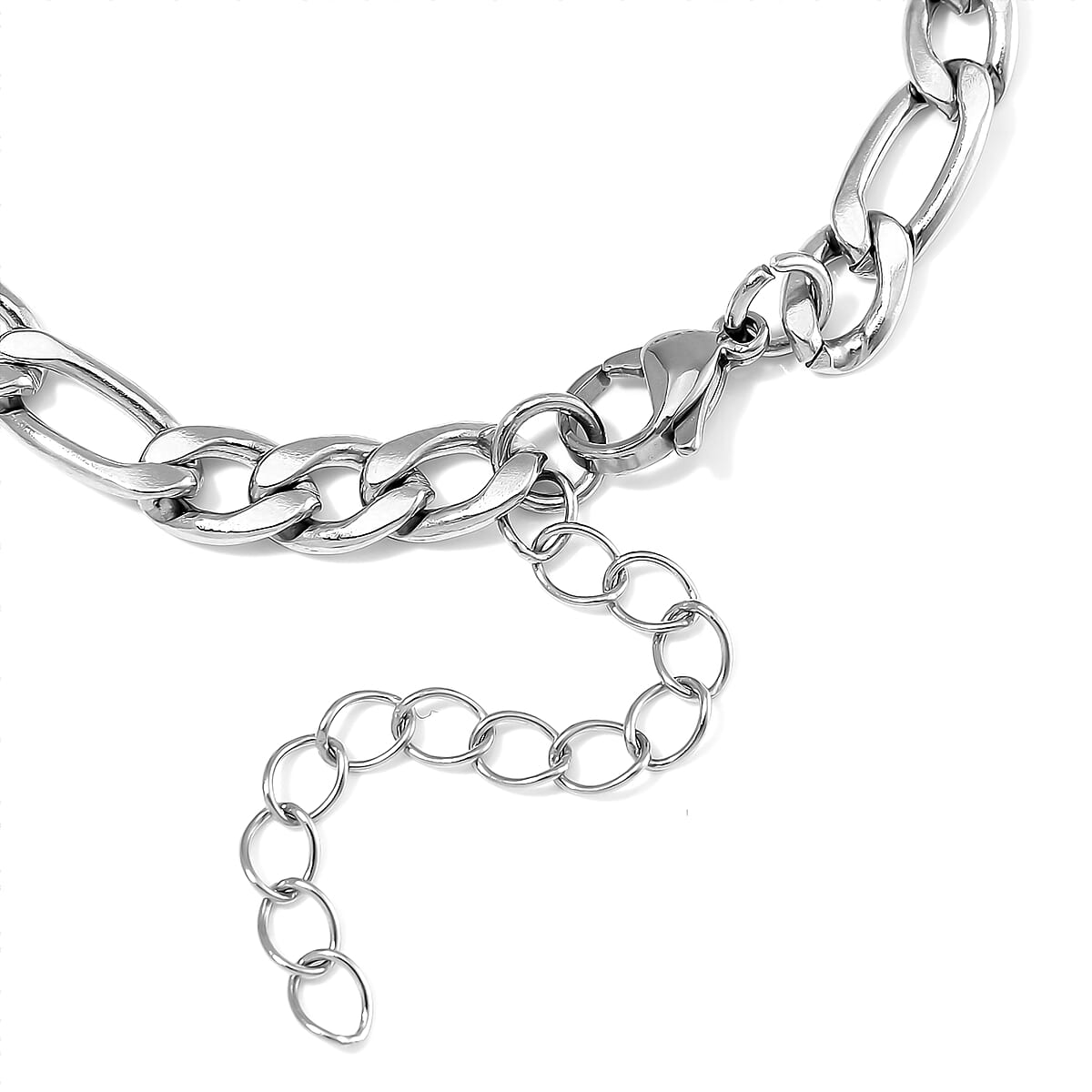 Figaro Chain Bracelet in Stainless Steel (7.00-9.00In) image number 4