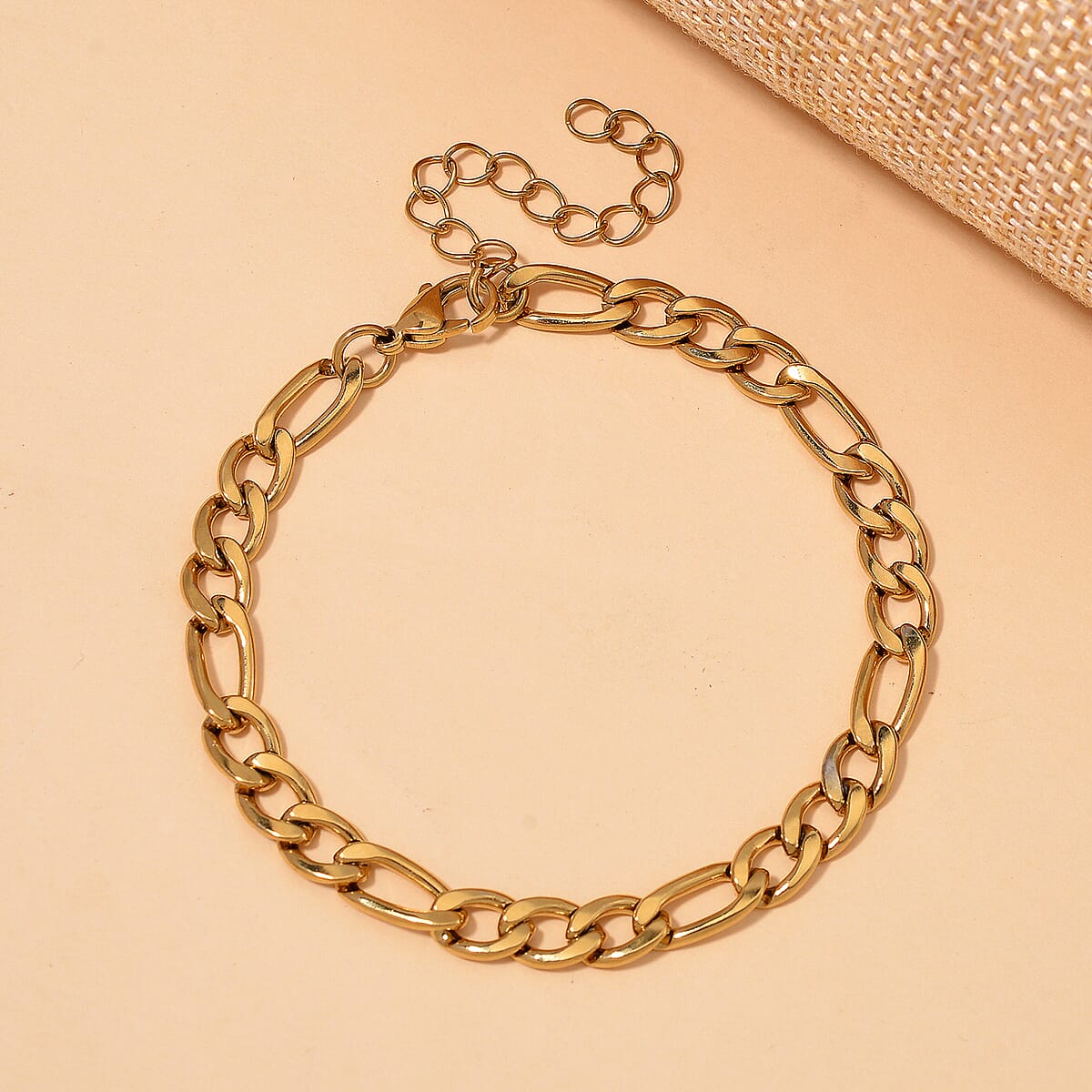 Figaro Chain Bracelet in ION Plated YG Stainless Steel (7.00-9.00In) image number 1