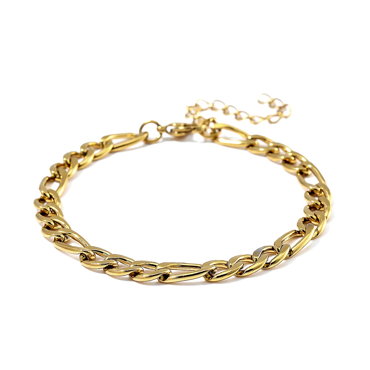 Figaro Chain Bracelet in ION Plated YG Stainless Steel (7.00-9.00In) image number 2