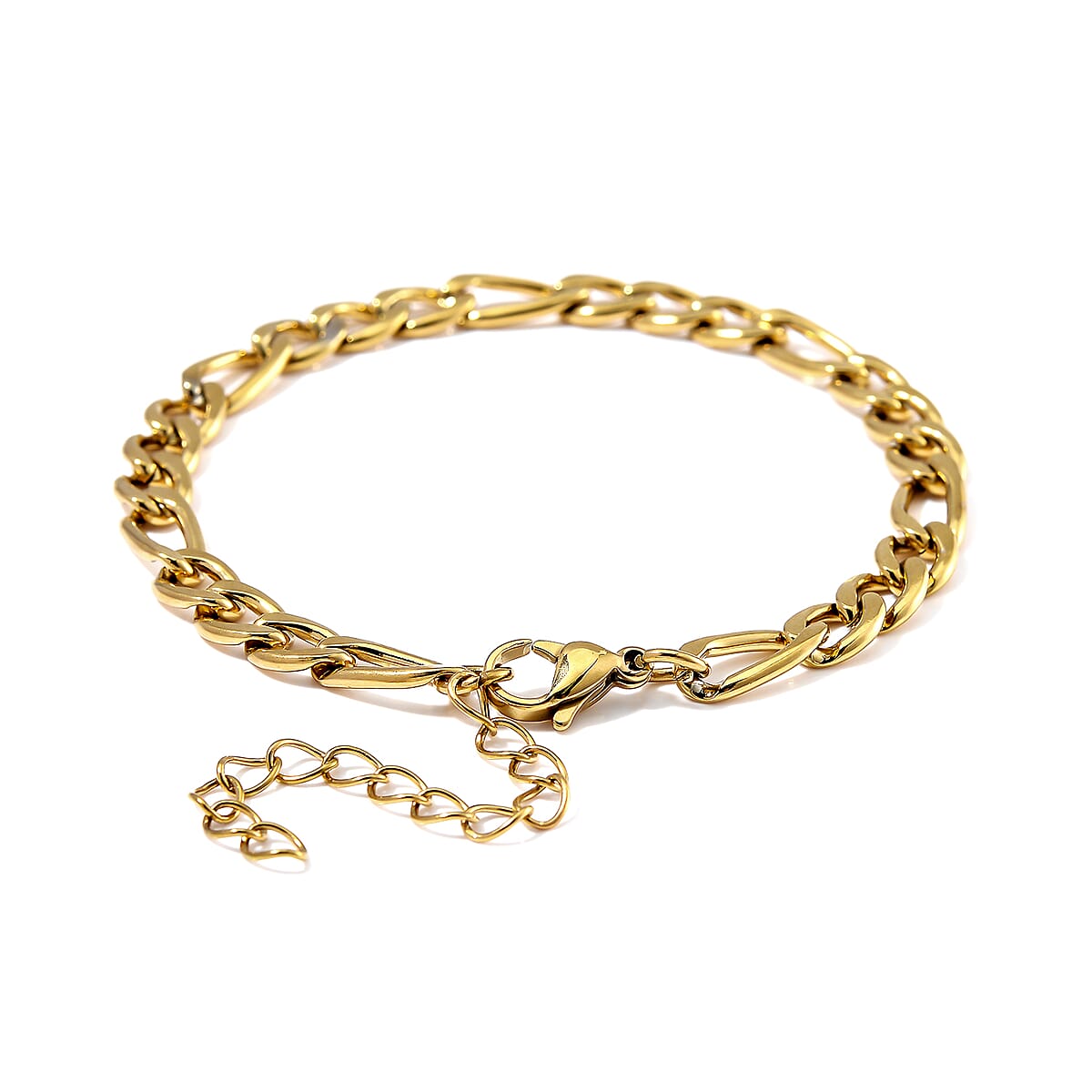 Figaro Chain Bracelet in ION Plated YG Stainless Steel (7.00-9.00In) image number 3