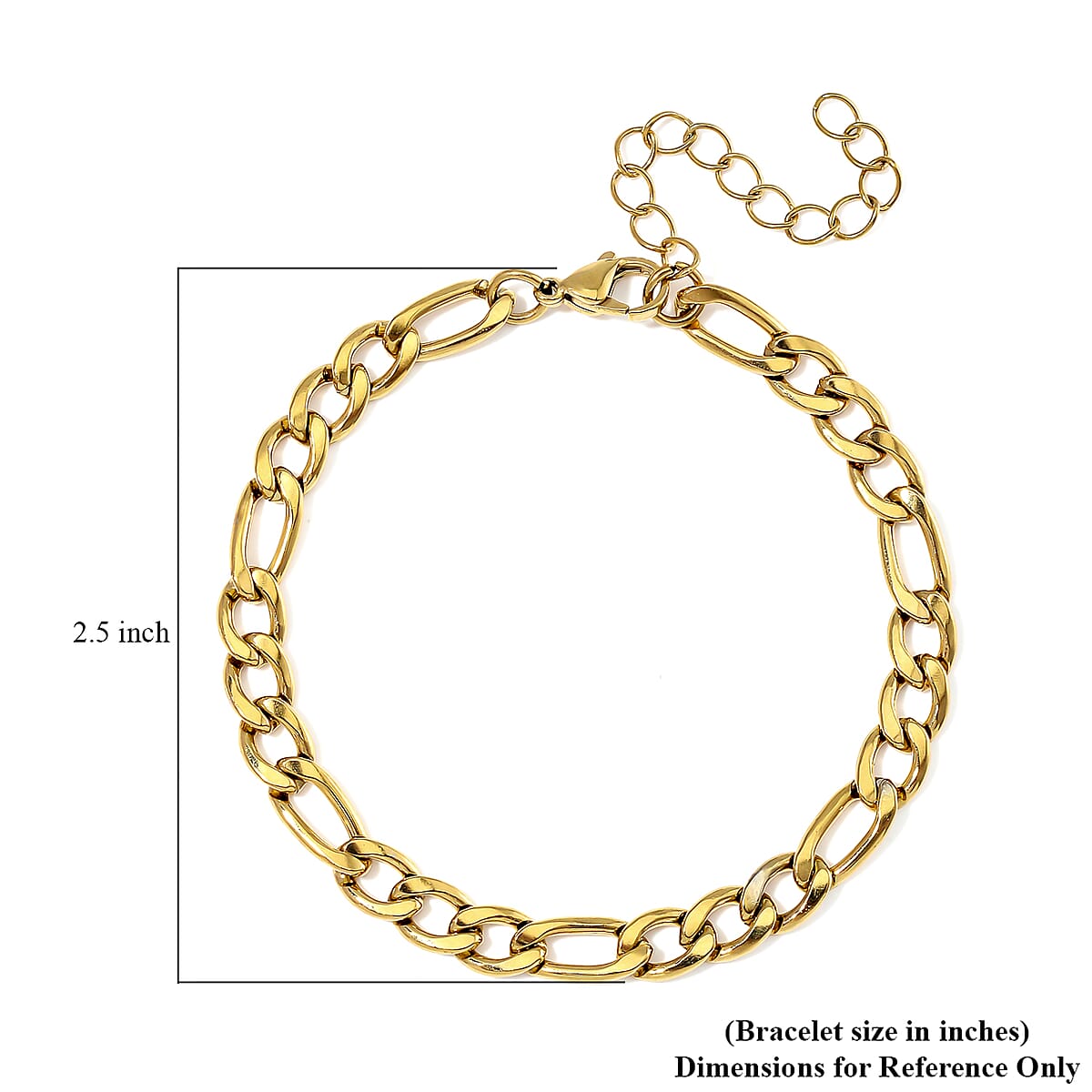 Figaro Chain Bracelet in ION Plated YG Stainless Steel (7.00-9.00In) image number 5