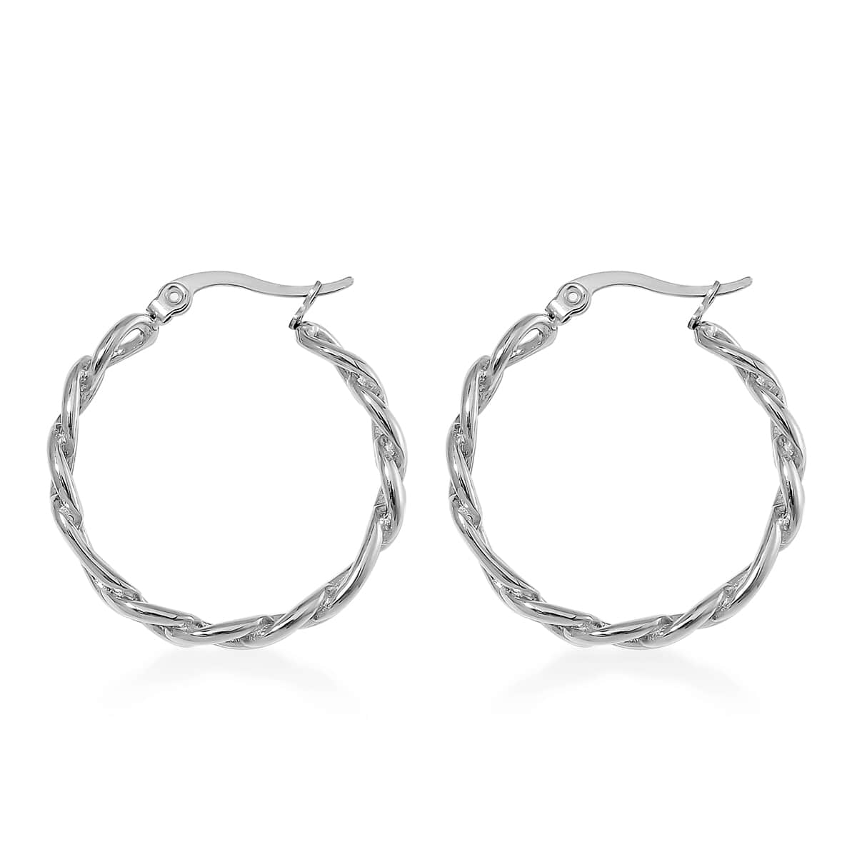 Figaro Chain Hoop Earrings in Stainless Steel image number 3