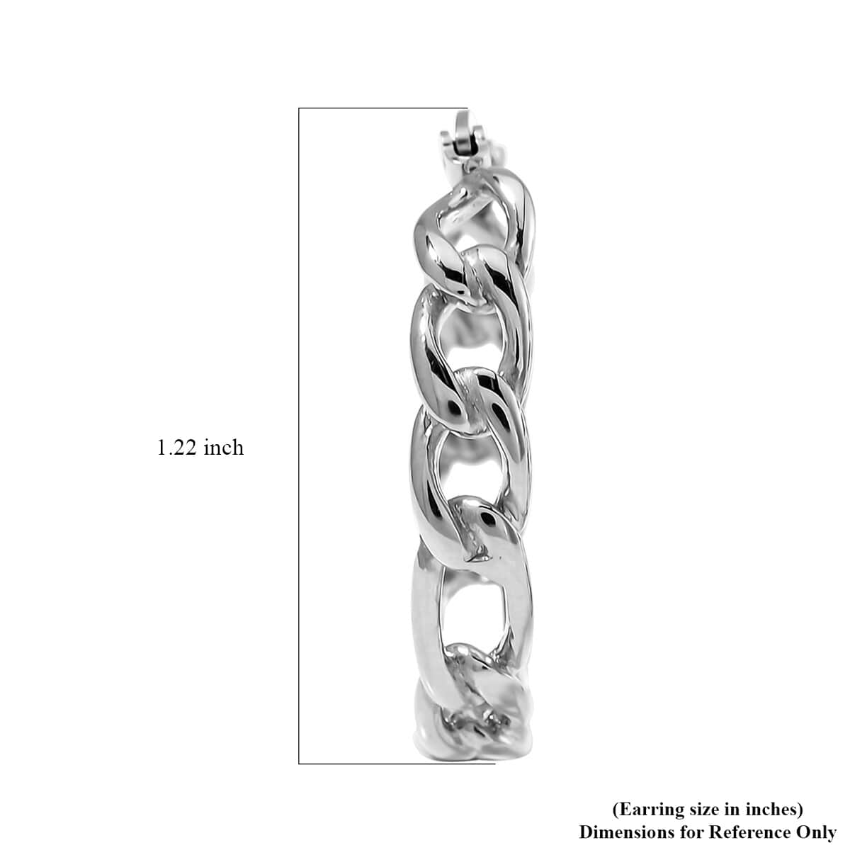 Figaro Chain Hoop Earrings in Stainless Steel image number 4