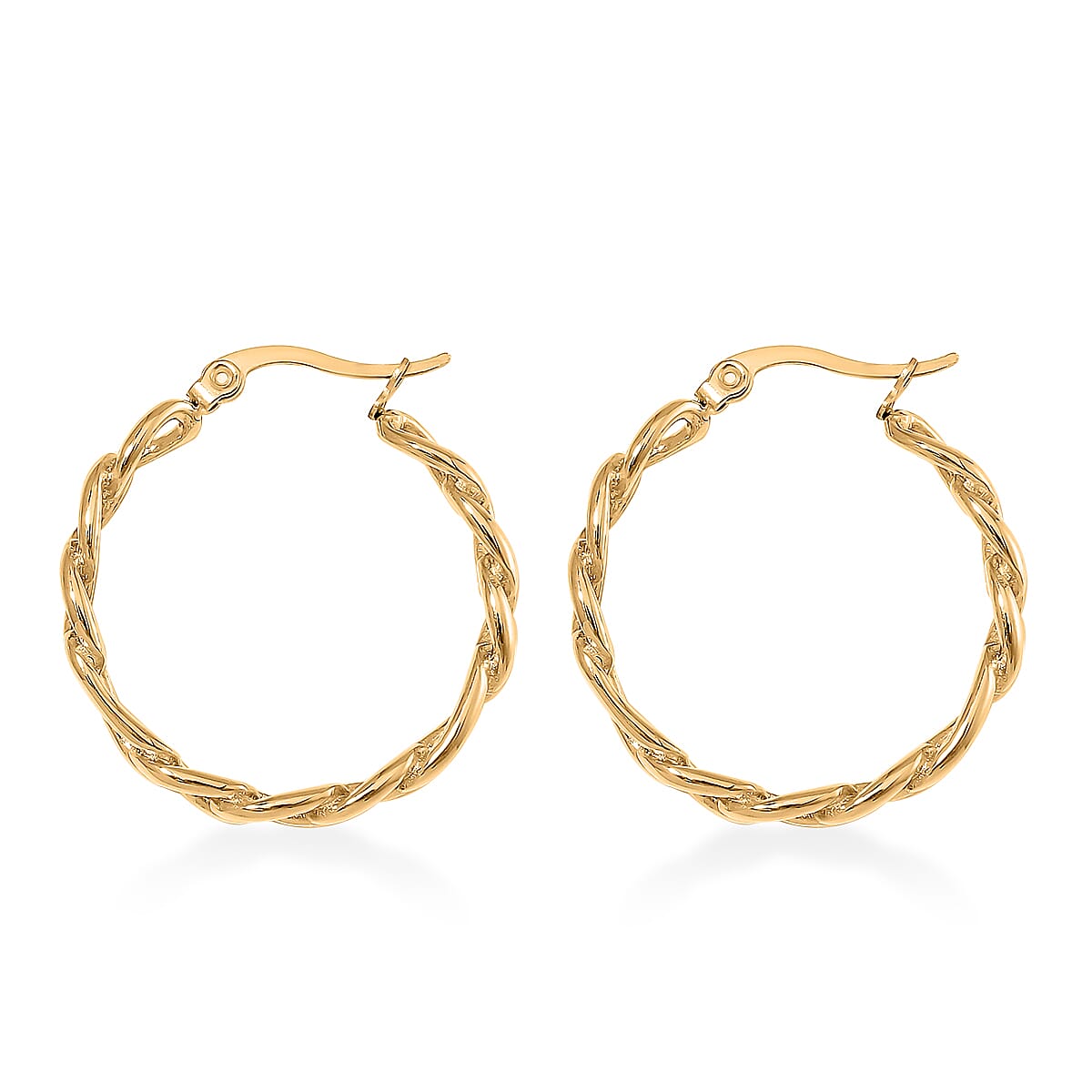Figaro Chain Hoop Earrings in ION Plated Yellow Gold Stainless Steel image number 3