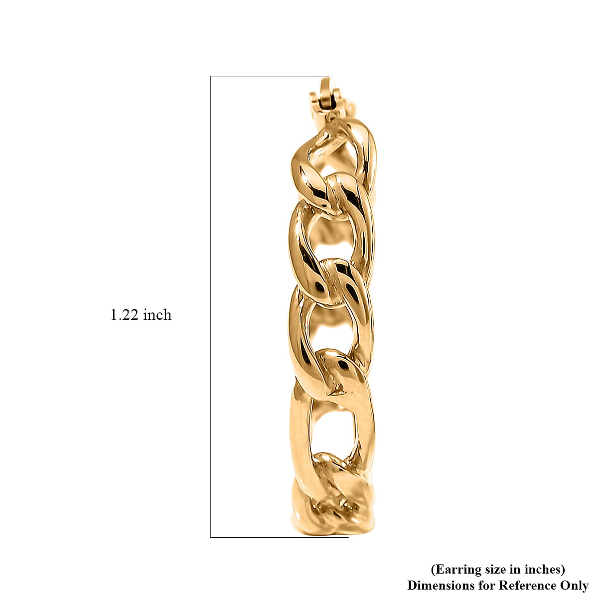 Figaro Chain Hoop Earrings in ION Plated Yellow Gold Stainless Steel image number 4
