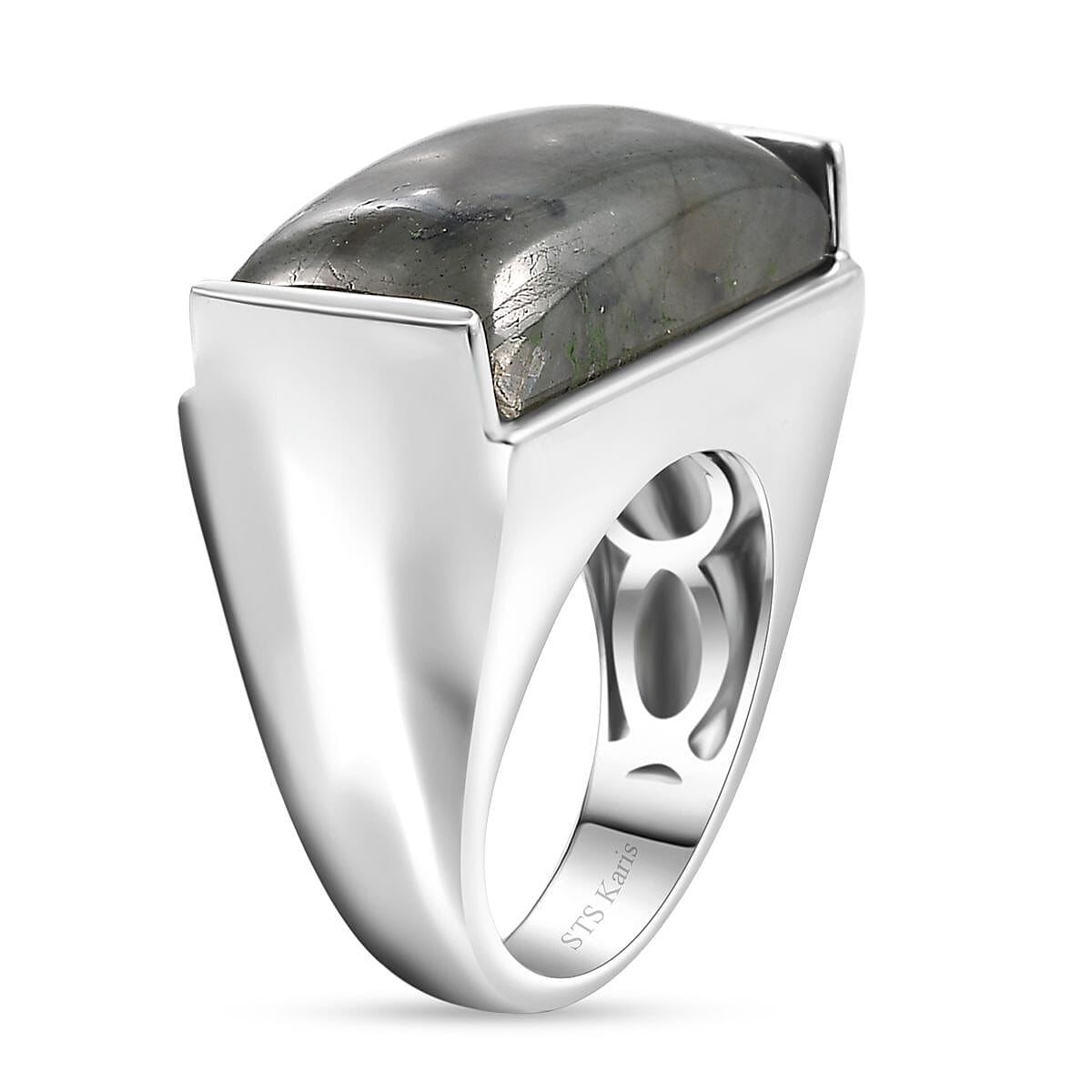 Karis Malagasy Labradorite 13.65 ctw Solitaire Ring in Platinum Bond (Size 10.0)