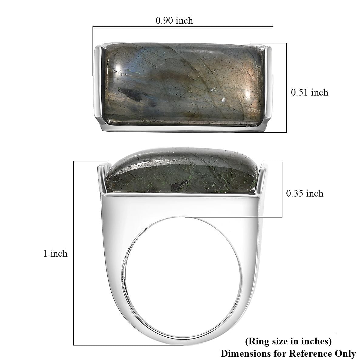 Karis Malagasy Labradorite 13.65 ctw Solitaire Ring in Platinum Bond (Size 10.0)