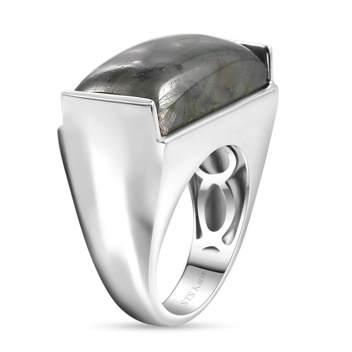 Karis Malagasy Labradorite 14.60 ctw Solitaire Ring in Platinum Bond (Size 5.0) image number 3